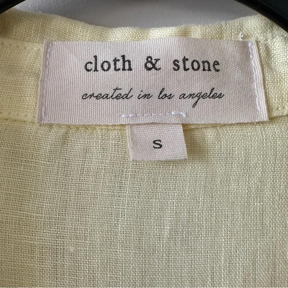 ANTHROPOLOGIE-CLOTH & Stone Sunshine Yellow 100% Linen Button Down - Picture 9 of 9